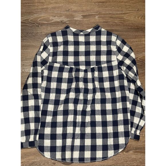 Soft Surroundings flannel navy plaid gingham  top M - Picture 2 of 9